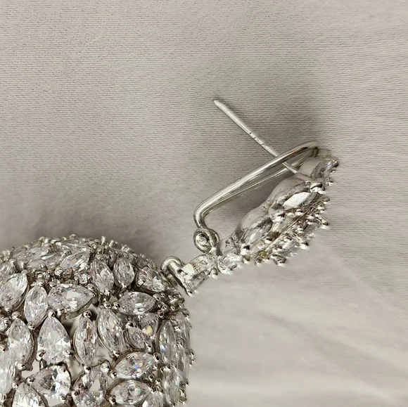 Silver Revolving Jhumka Large dangle earrings - Picture 4 of 5